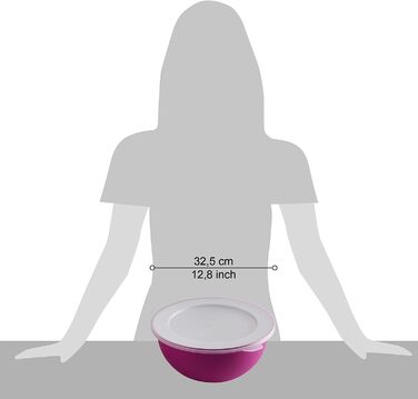Велика кухонна миска OMADA з кришкою об'ємом 6,5 л, антибактеріальна, легка, небитка, придатна для миття в посудомийній машині, лінія Sanaliving Fuchsia
