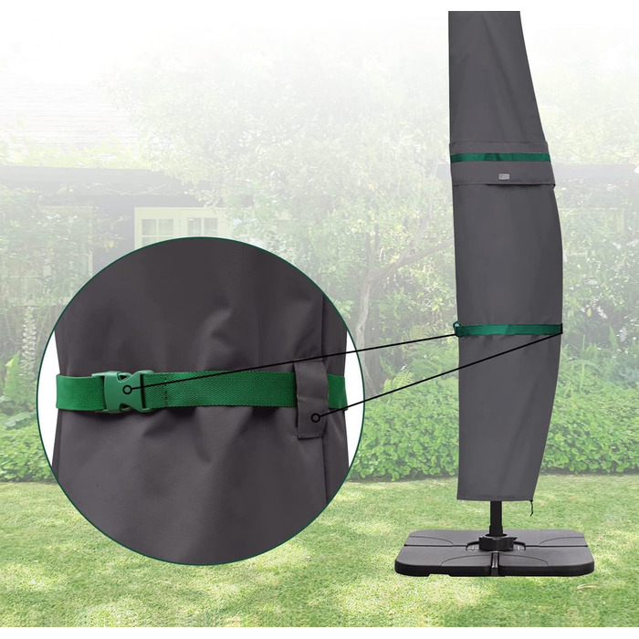 Чохол для садового парасоля Sekey, 260 x 40/70/50 см, темно-сірий, водонепроникний, з вентиляційними отворами