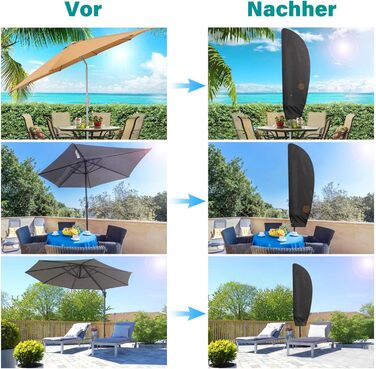 Чохол для парасольки великої, до 4 м, чорний (280 x 40/80/50 см) - захист від сонця, вітру та снігу