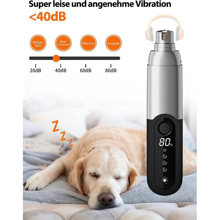 Точилка для кігтів Toozey для собак і кішок з 4 вбудованими світлодіодними лампами - безшумна електрична точилка для кігтів для домашніх тварин з кришкою для збору пилу-акумуляторна батарея заряджається від USB-порту Чорний