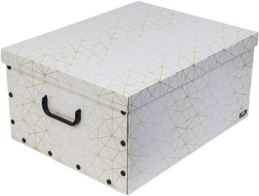 Декоративна коробка для прикрас XXL (3 шт.) білий/золотий - містка та якісна. Для зберігання до 40 ялинкових прикрас. Зручна коробка з міцного картону з пластиковими ручками.