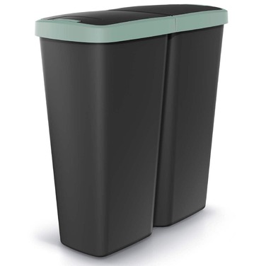 Відро для сміття Duo чорний/зелений 50 л 55x25x57см