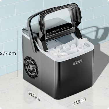 Chefman Iceman - портативна машина для приготування льоду, велика та мала, самоочищення, 9 кубиків за 7 хвилин, 10 кг/24 год, з лопаткою