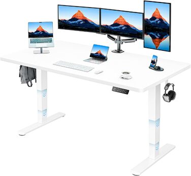 Електричний стіл HUANUO 160x80 см, білий, регулювання висоти 60-125 см, 120 кг, 2 мотори