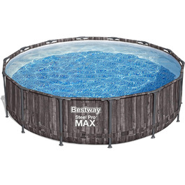 Каркасний басейн Bestway Steel Pro MAX Повний комплект з фільтруючим насосом Ø 427 x 107 см, під дерево (морений дуб), круглий