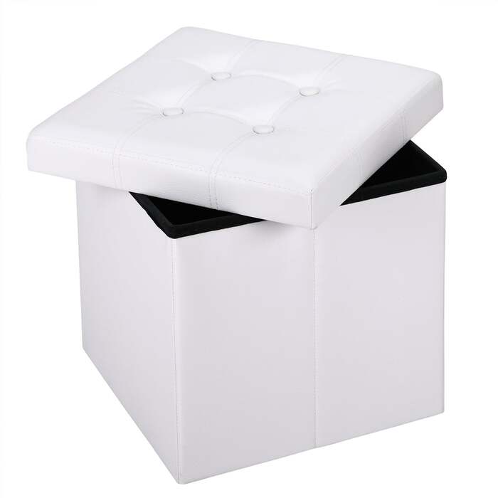 Пуф Білий Штучна Шкіра 38x38x38см складаний