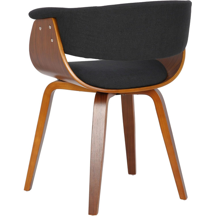 Стільці для їдальні CLP Bruce з тканинним покриттям, дерев'яним каркасом, чорного кольору для їдальні або кухні | Крісло витримує до 150 кг, колір: каркас - горіх, тканина - чорний