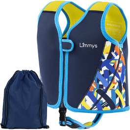 Неопреновий рятувальний жилет преміум-класу Limmy для дітей, ідеальний засіб для плавання для хлопчиків і дівчаток, додаткова кишеня на шнурку, включаючи темно-синій L