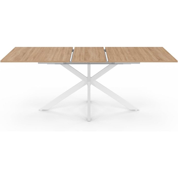 Розсувний обідній стіл Alix, прямокутний, для 6-10 осіб, дерево та білий, 160-200 см