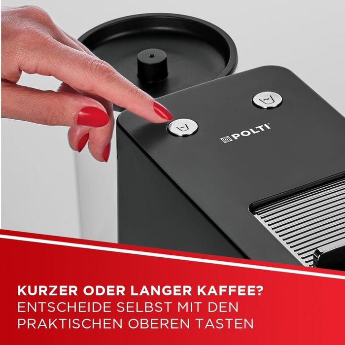 POLTI Coffea S15W: Еспресо-машина з сумісністю з E.S.E. Pads (44 мм), об'єм бака 0.85 л, тиск 19 Bar, білий/чорний колір