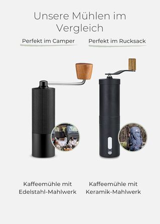 Ручна кавомолка Lambda Coffee з нержавіючої сталі та керамічним жорном | Для еспресо та інших сортів кави | З регулюванням ступеня помолу | Nautic Night