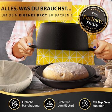 Набір для випікання хліба Gusseisen: чавунний горщик, корзинка для бродіння та скребок для тіста