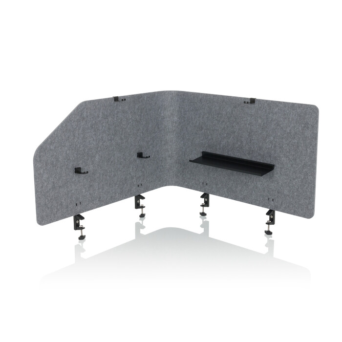 Акустична перегородка для офісу FLEXMIUT T TOP з пластику / текстилю сірого кольору (hjh OFFICE)