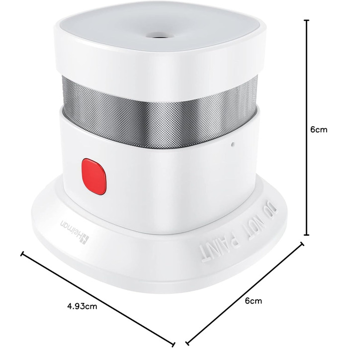 Датчик диму Heiman Mini з фотоелектричним сенсором, сертифікація TÜV, CE, UKCA, DBI, 8dB, 10 років роботи від батареї, дизайн Red Dot Award