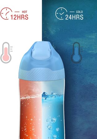 Пляшка для пиття з нержавіючої сталі FEIJIAN для дітей з трубочкою - 350 мл/400 мл герметична Термальна пляшка без бісфенолу А, що відкривається в 1 клацання, що