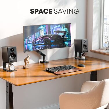 Підставка для акустики преміум-класу (пара) - регулювання нахилу для оптимального звучання, стабільна та неслизька для геймінгового та ПК столу (чорний)