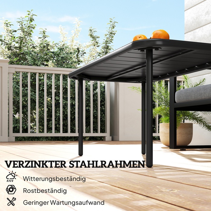 Вуличний журнальний столик, стійкий до погодних умов, прямокутний металевий патіо-стіл з ламельною стільницею для вулиці