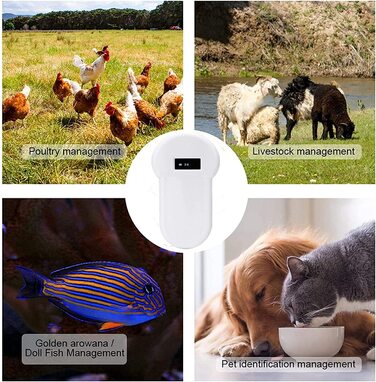 Зчитувач мікросхем для тварин, зчитувач мікросхем LCD ISO для ідентифікації тварин RFID, універсальний USB-приймач мікросхем для тварин з зумером для ідентифікації тварин ідентифікація Тварини для відстеження тварин