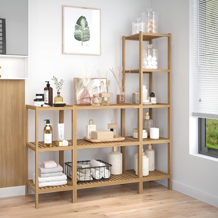 Бамбуковий шафка для ванної кімнати Bellamio Newa Badregal – 5 полиць, 140x33x33 см