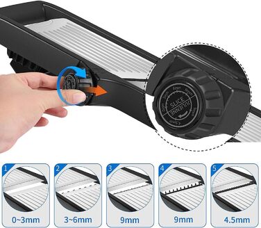 Професійний овочеріз Mandoline Mandoine з 6 лезами та контейнером 3.3 л. Овочеріз, жульєн, подрібнювач цибулі, захист рук, чорно-зелений (L, чорний)