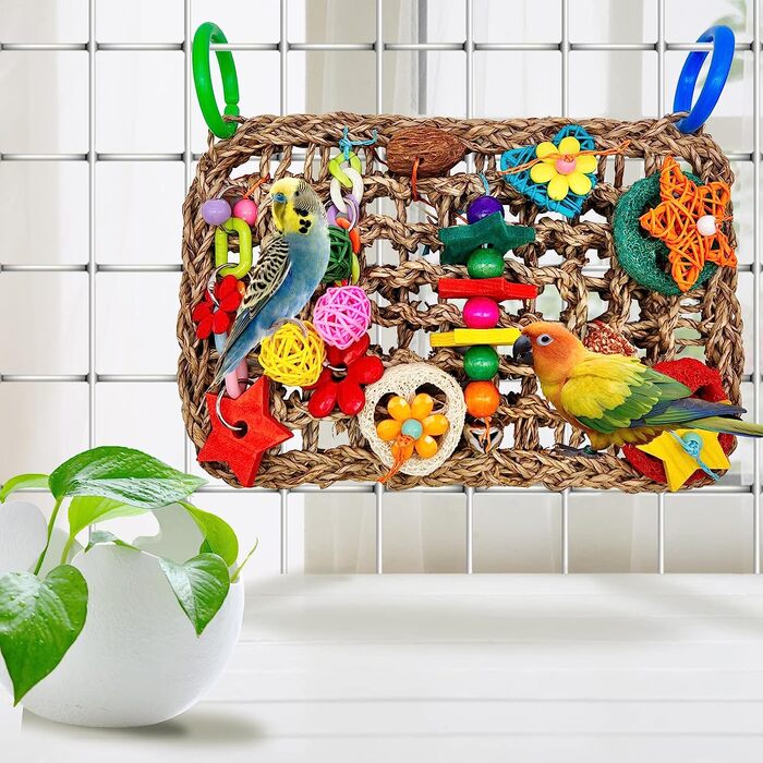 Іграшка для птахів MQUPIN Budgie плетена 22х27 см різнокольорова