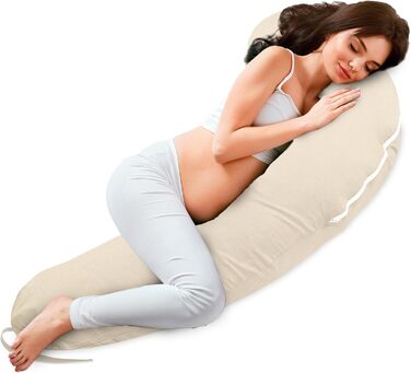 Подушка для вагітних Totsy Baby XXL: комфортна підтримка тіла, 190 см, бавовна, Oeko-Tex, бежева з зірками