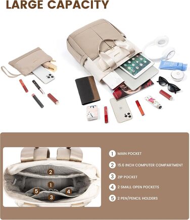 Жіночий рюкзак LOVEVOOK: компактний, водонепроникний, для ноутбука 15.6