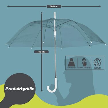 ТОВАРИГАДЖЕТИ Прозора парасолька, біла парасолька-палиця Ø 100 см - Елегантна, прозора парасолька
