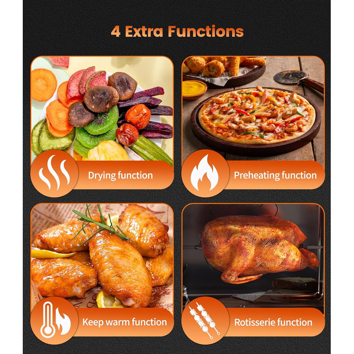 Фритюрниця без олії Emphsism Dual Zone XXL 1800W з LED-дисплеєм, 15 програм, 14л, з аксесуарами та книгою рецептів