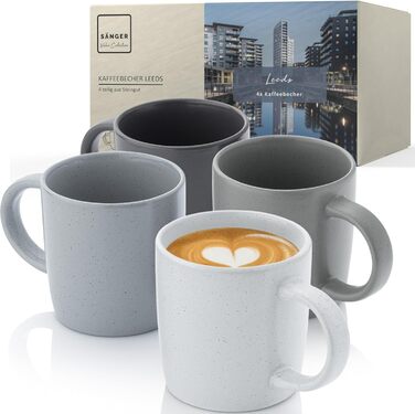 Набір чашок SÄNGER VALUE COLLECTION: 6 чашок з кераміки, 380 мл, блакитно-сірий колір, для кави та чаю, придатні для миття в посудомийній машині та використання в мікрохвильовці