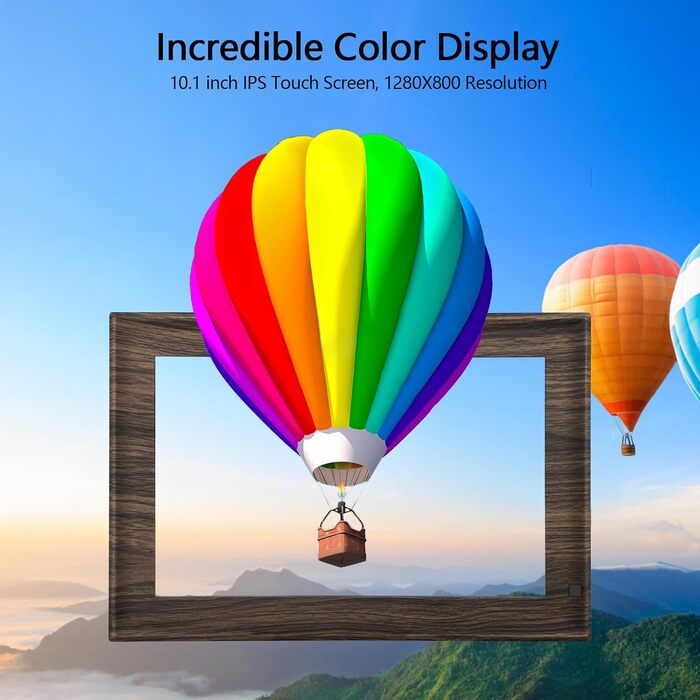 Цифровий фоторамка Frameo з Wi-Fi, 32GB, 10.1 дюйма, сенсорний екран, автоповорот, датчик руху, Frameo App для обміну фотографіями з будь-якого місця