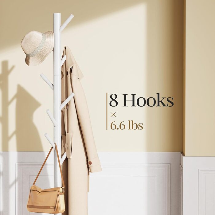 Підвісна шафа Pipishell для одягу, вішалка для курток, 8 гачків, природа (білий)