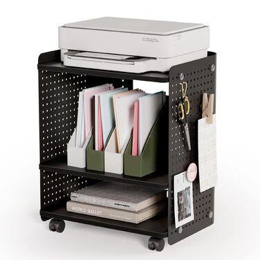 Стіл для принтера Fenge на коліщатках з органайзером та полицями, 45.3x33.5x53.5 см (Чорний)