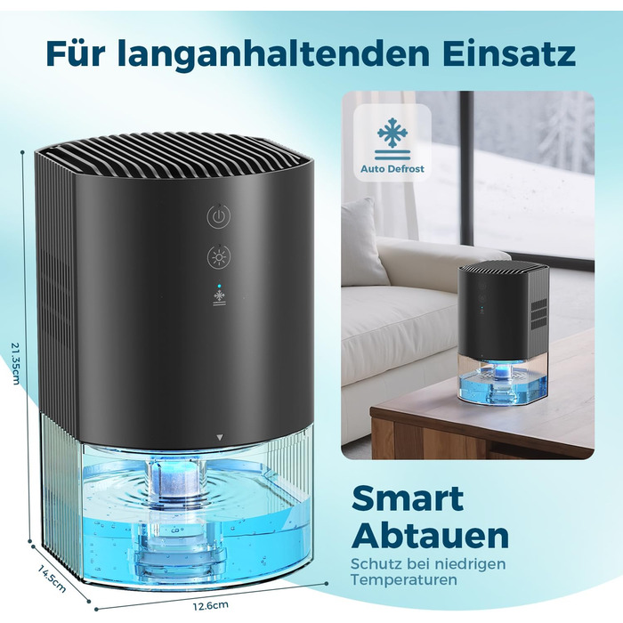 Електричний осушувач повітря AROEVE 990мл з підсвіткою 7 кольорів, автоматичне вимкнення, захист від пролиття, для дому, шафи, ванної кімнати та кухні