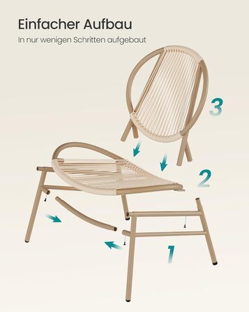 Набір садових меблів SONGMICS з поліротану для балкона та тераси (3 предмети): стіл та 2 крісла, колір – верблюжий