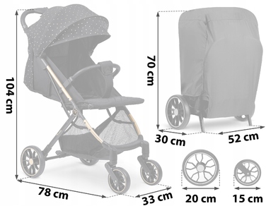 Легка прогулянкова коляска-трость Nukido, складана, з великими колесами