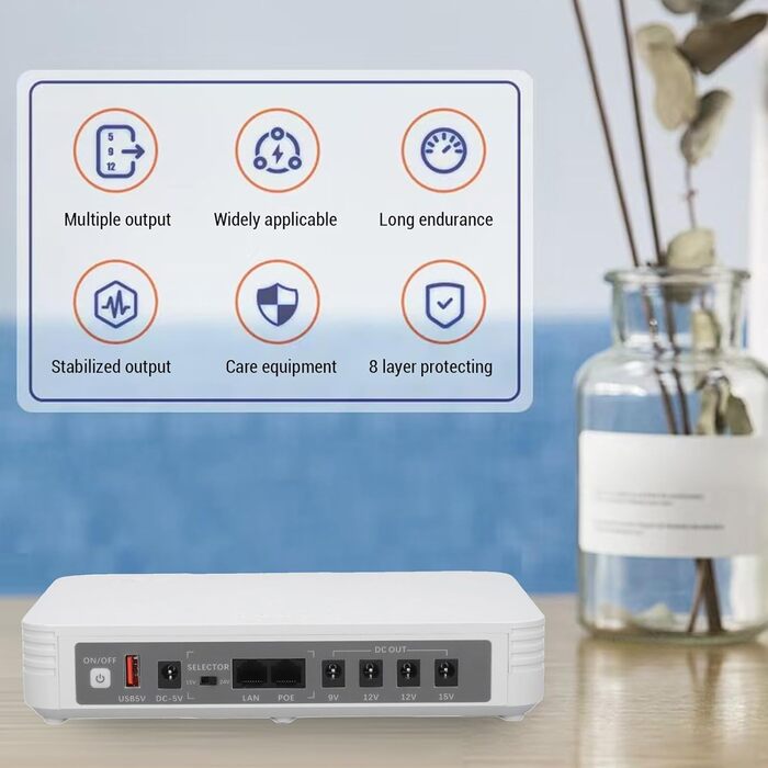 Mini UPS Marhynchus 8000mAh з батареєю, індикатором та підтримкою англійської мови для роутера, камери, телефону (EU-штекер)