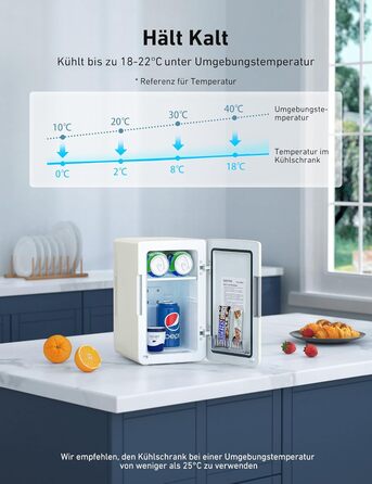 AstroAI Міні холодильник 2-в-1, 6 літрів, з функцією охолодження та підігріву, 12V/220V, для авто, офісу та гуртожитку (Бежевий)