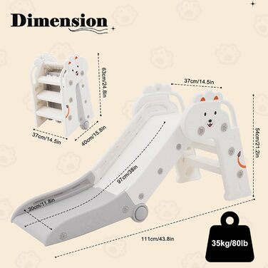 Дитяча гірка складана з підлокітниками сіра для дому та вулиці