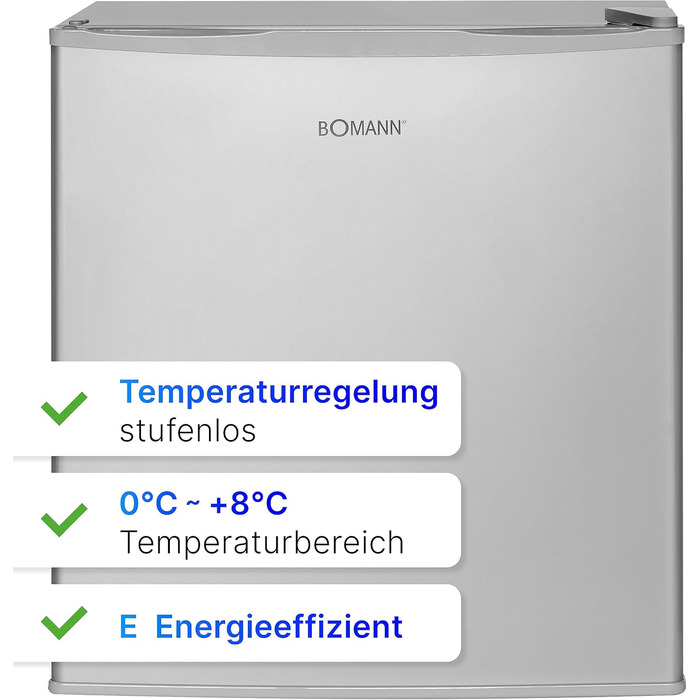 Міні-холодильник Bomann 42 л Тихий холодильник для напоїв для офісу, кемпінгу та ігор KB 7346 нержавіюча бахрома