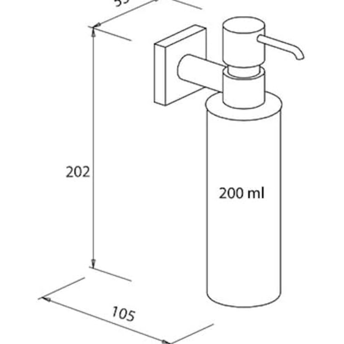 Дозатор рідкого мила BRAVAT Quaruna, нержавіюча сталь, хром, 105 x 55 x 202