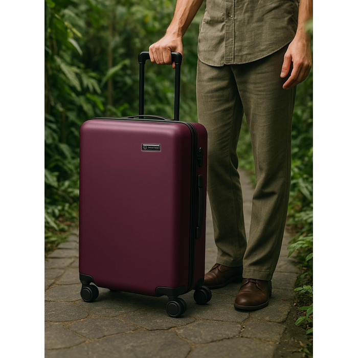 Набір валіз Smartbox Hartschalen 3 шт. для жінок та чоловіків | Легкі та міцні валізи з ABS-пластику | 4 колеса, кодовий замок (Edition 05) (Бургунді, валіза M (66 см))