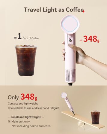 Професійний іонний фен для волосся з дифузором, безщітковий мотор 160 000 об/хв, швидке сушіння, сірий колір