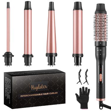 Локкенштаб 5 в 1 Haglater: Керамічний локкенштаб з насадками для великих та маленьких локонів (9-38 мм)