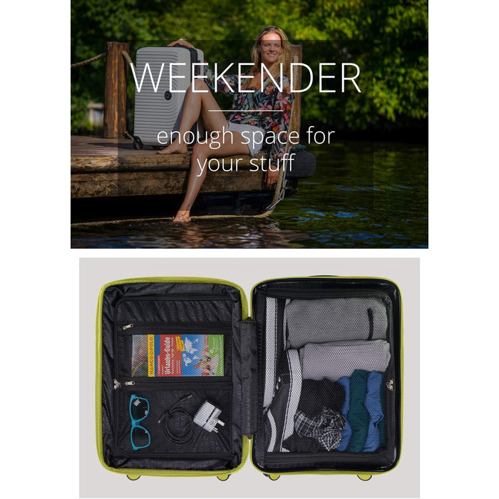 Набір валіз Hauptstadtkoffer Mitte (3 шт.) з цифровою біркою для багажу - дорожні валізи 55/68/77 см + брелок з QR-кодом, 4 подвійні колеса, міцний корпус ABS, XL-розширення об'єму, TSA-замок, (Farn, 55 см)