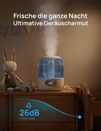 Зволожувач повітря Dreo для спальні, ультразвуковий холодний туман, 30 годин роботи, 3L резервуар з верхнім заповненням, датчик вологості, нічне світло для дітей, кімнати, рослин та дому (Blue)