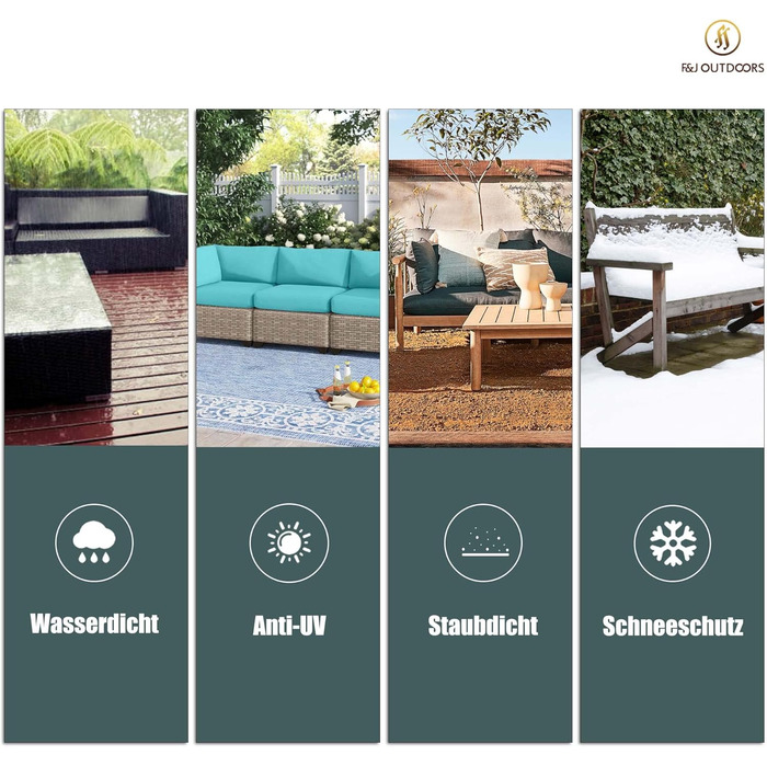 Захисний чохол для саудового дивану F&J Outdoors, водонепроникний, UV-стійкий, сірий, 208x99x89/61 см