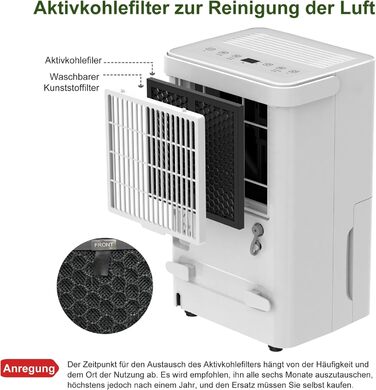 Електричний осушувач повітря Uhome 12L - 54м³, автоматичне вимкнення, сенсор вологості, режим сушіння, фільтр з активованим вугіллям