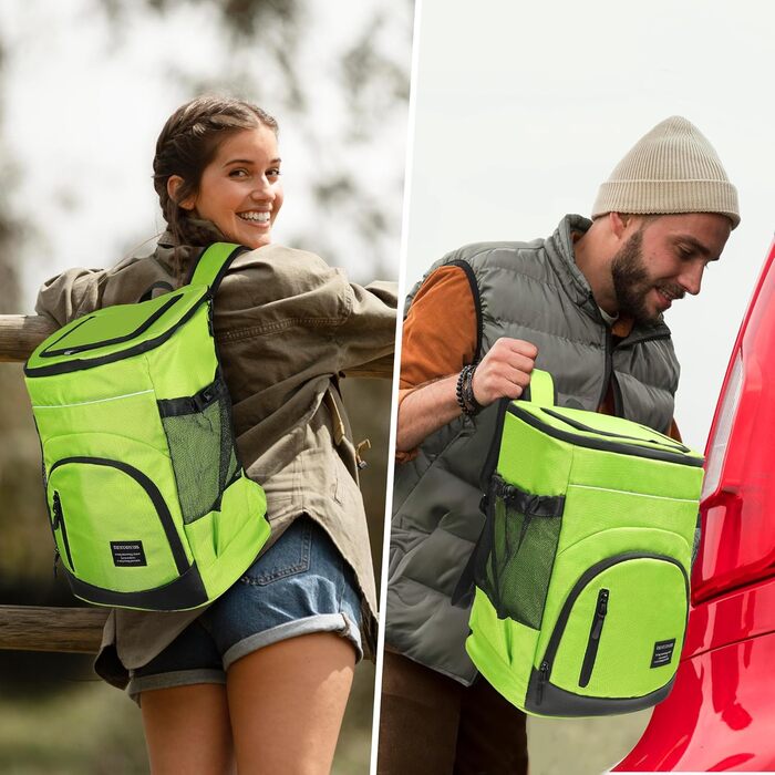 30L Рюкзак-холодильник великий, витокостійкий ізольований рюкзак для пікніка для чоловіків та жінок, термо-холодильник для пляжу, кемпінгу, відпочинку на природі, риболовлі, зелений