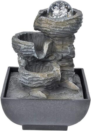 Кімнатний фонтан Ejoyous з підсвічуванням: фонтан для дому, водяний фонтан, декор для вітальні, зволожувач повітря, для медитації та релаксації, EU-штекер 220V